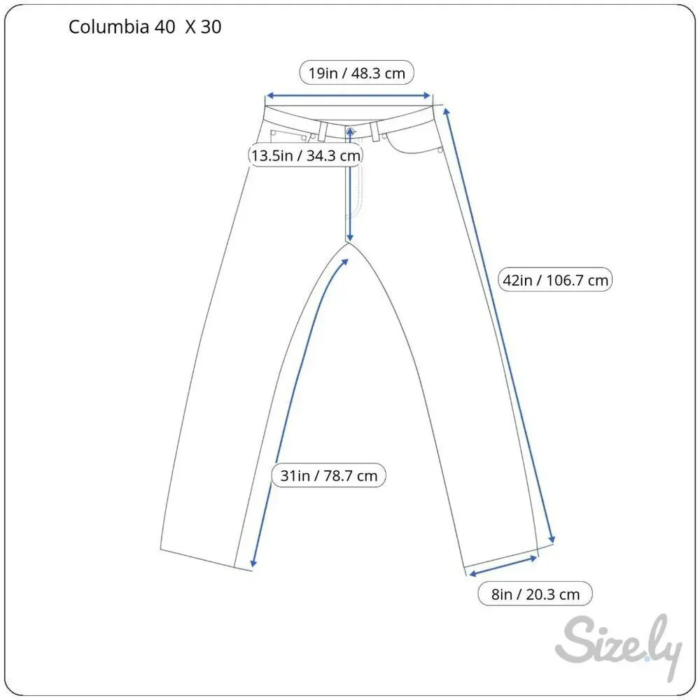 Columbia 40 x 30 (38 x 31) Medium Wash Blue Pockets Straight Leg Denim Jeans